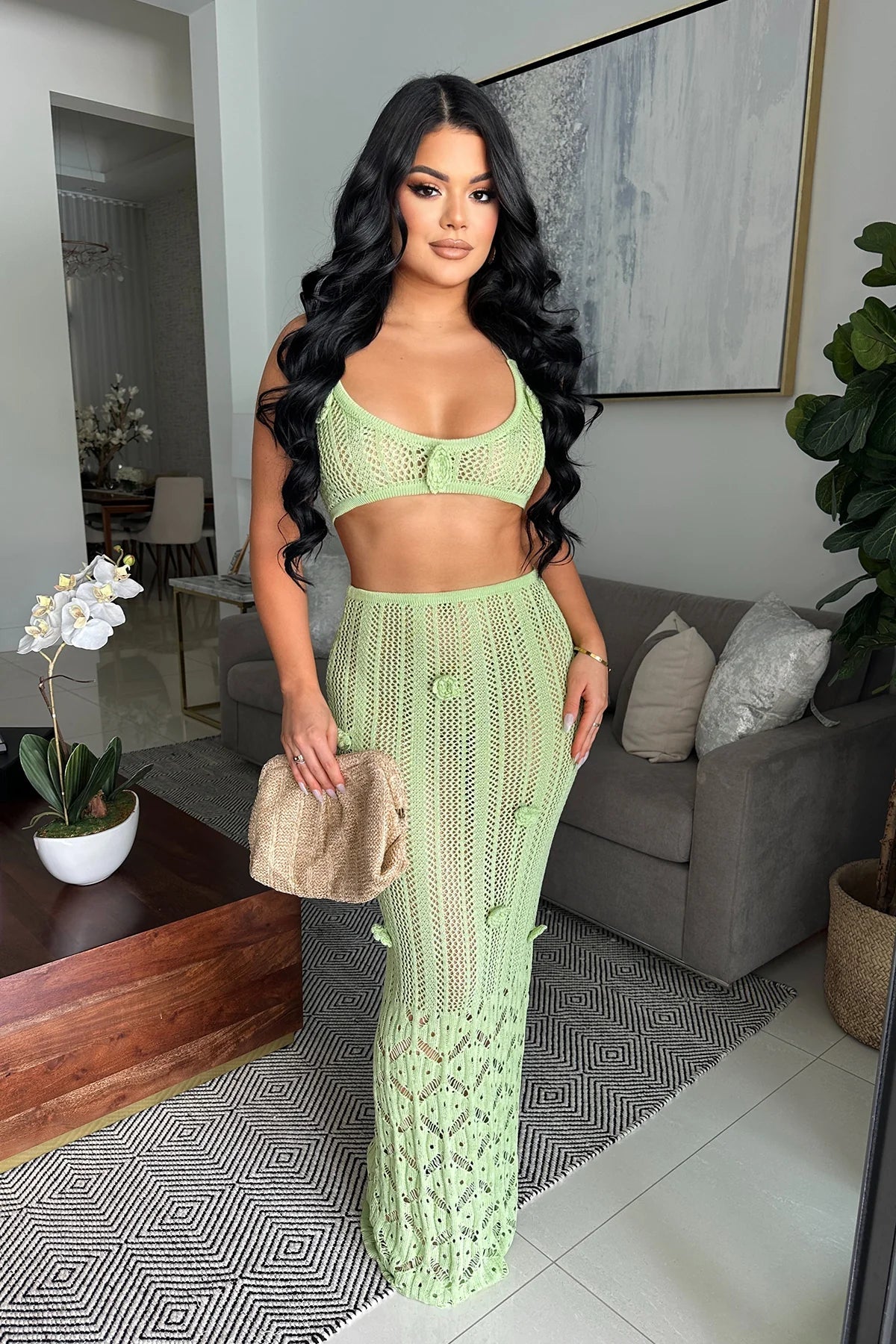 Serving Looks Skirt Set - Green