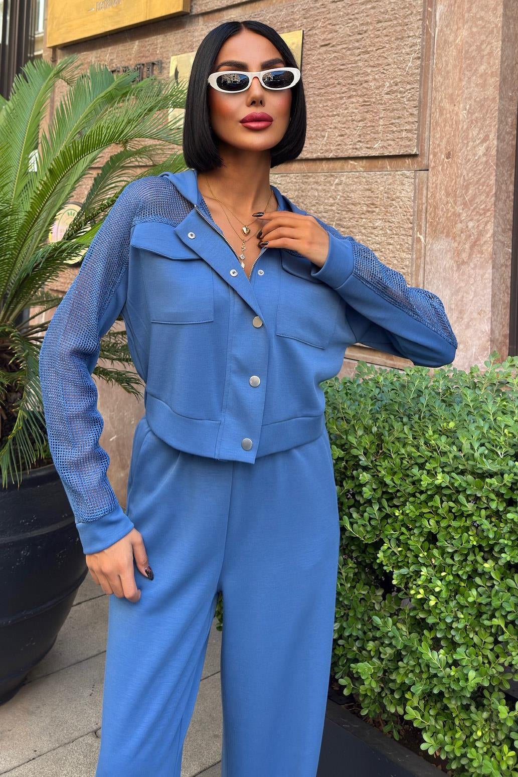 Urban Modal Suit - File Detail Hooded Casual Wear – Indigo