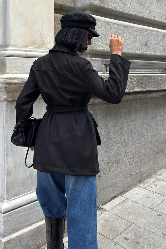 Suede Belted Midi Jacket – Casual Elegance for Every Occasion
