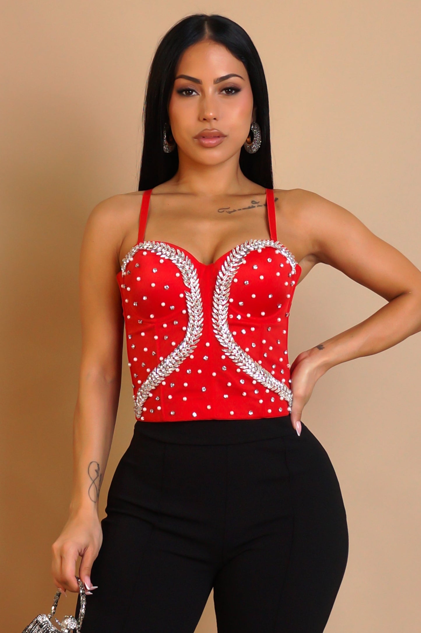 By The Sea Crop Top - Red