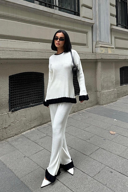 Coleman Two-Tone Knit Set – Ribbed Acrylic Texture