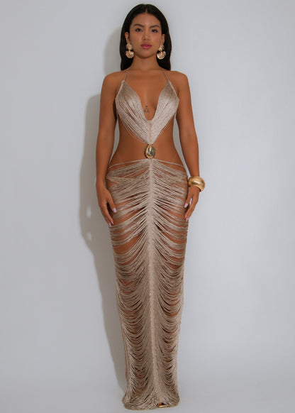 Latch On Maxi Dress- Silver