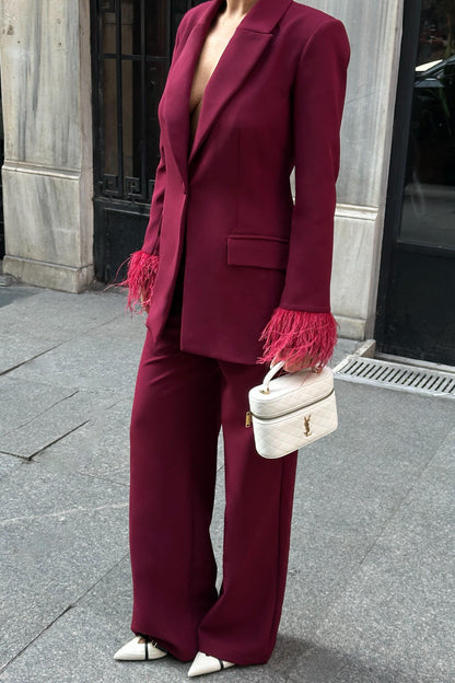 Premium Double Suit - Feather Detail Business Wear