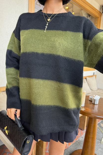 Soft Striped Knit Sweater – Cozy Everyday Style – Green