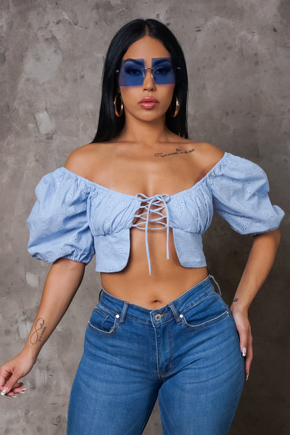 Delicate Details Top - Blue