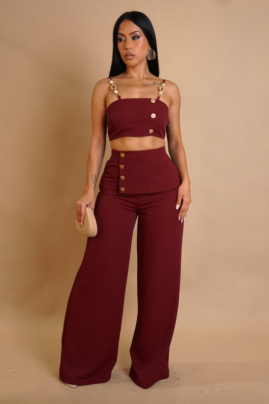 Villa Escape Pant Set - Burgundy