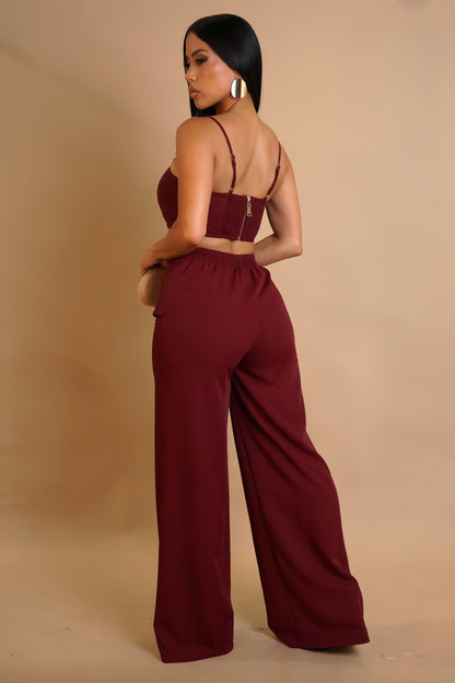 Villa Escape Pant Set - Burgundy