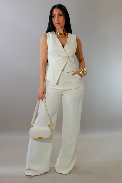 Lady Boss Pant Set - White