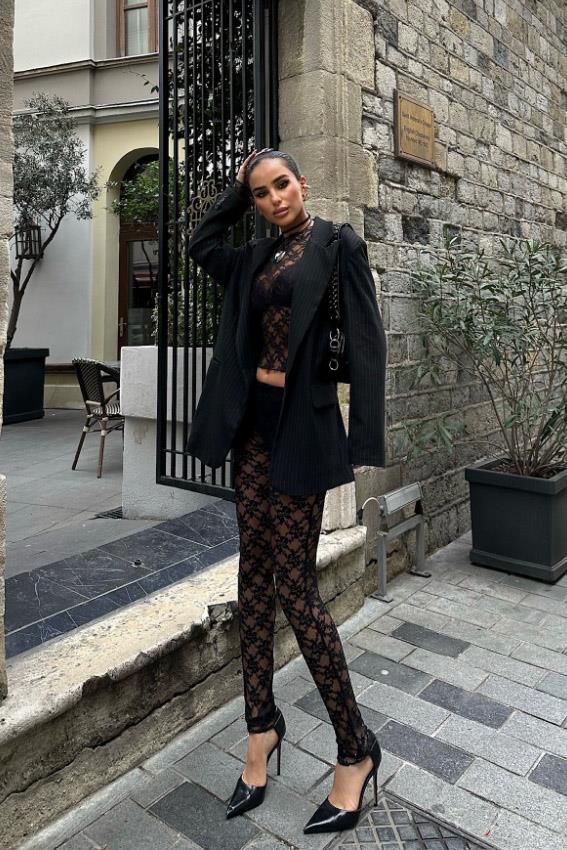 Lace Crop Top & Pants Set – Elegant Sheer Two-Piece for Night Out