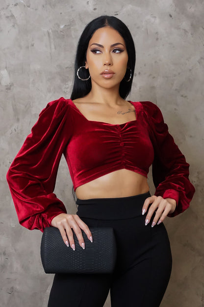 Velvet Nights Crop Top - Burgundy