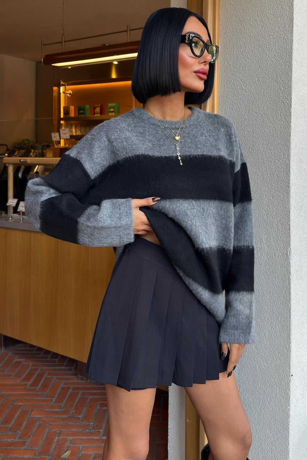 Soft Striped Knit Sweater – Cozy Everyday Style – Green