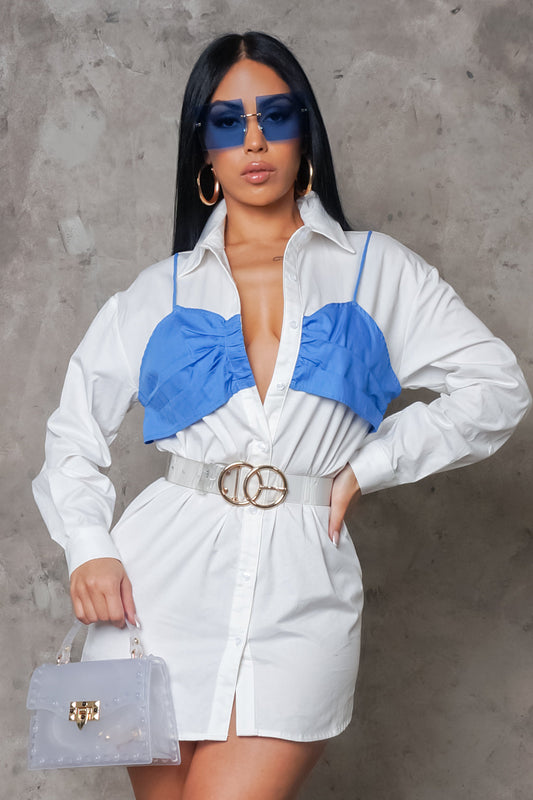 Be Careful With Me Top - White / Blue