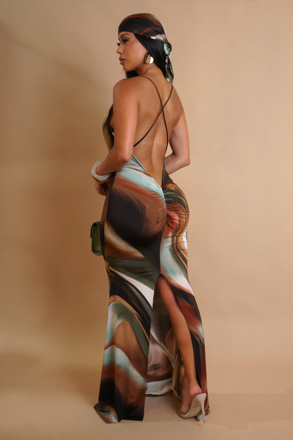 Made For Me Maxi Dress- Brown