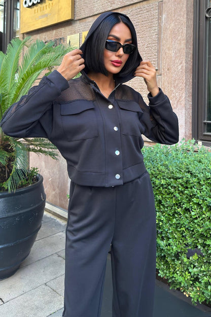 Urban Modal Suit - File Detail Hooded Casual Wear – Indigo