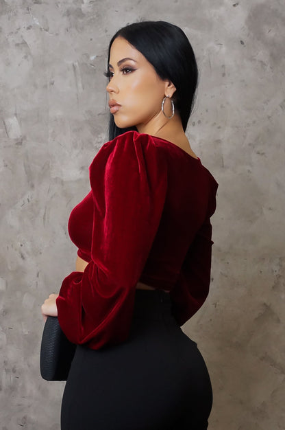 Velvet Nights Crop Top - Burgundy