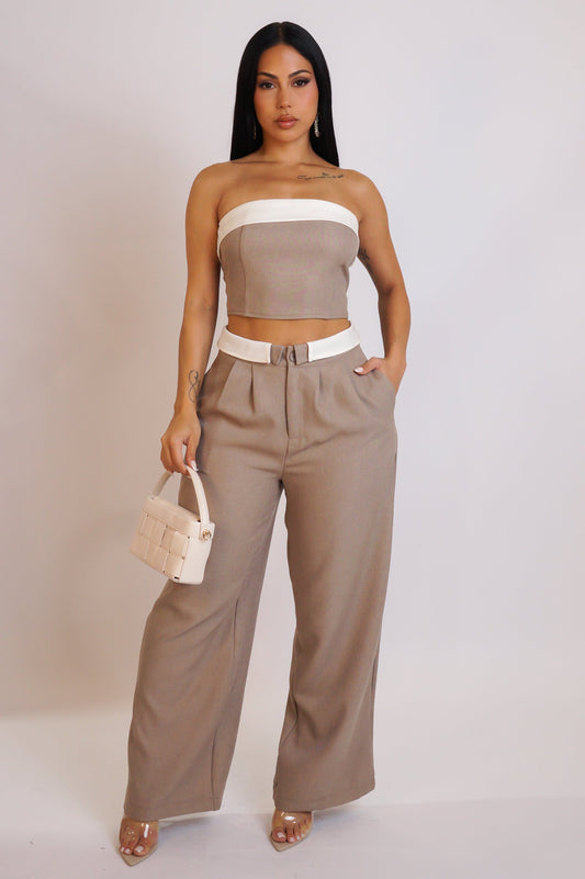 The Come Back Pant Set - Brown