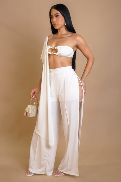 Draped Aura Pant Set - White