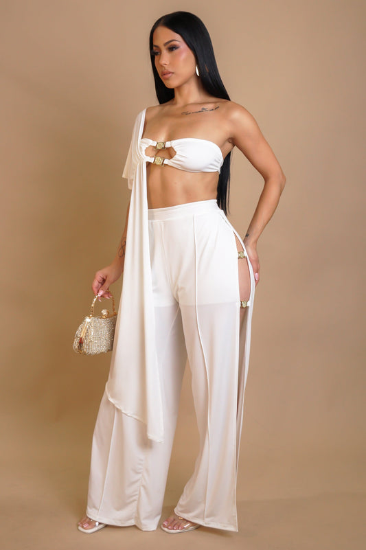 Draped Aura Pant Set - White