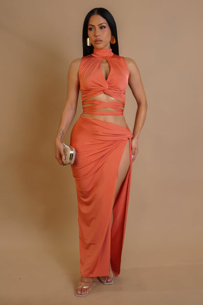 Soft Tone Skirt Set - Orange