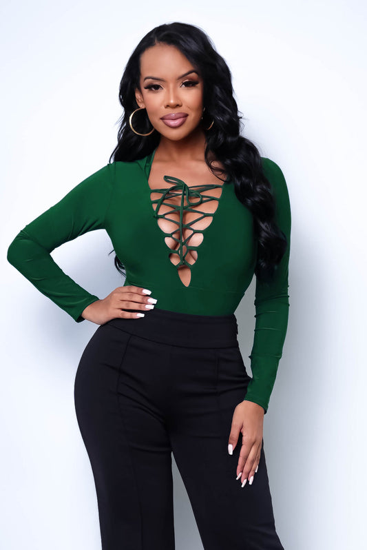 Hooded Heroine Bodysuit - Dark Green