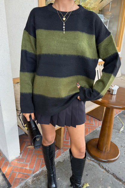 Soft Striped Knit Sweater – Cozy Everyday Style – Green