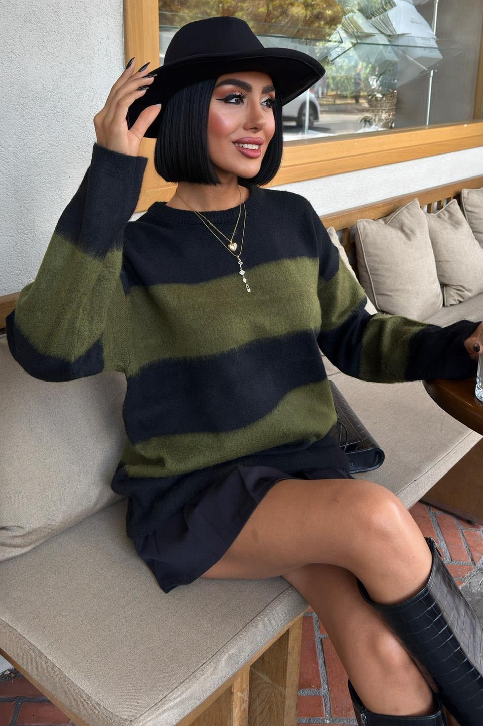 Soft Striped Knit Sweater – Cozy Everyday Style – Green