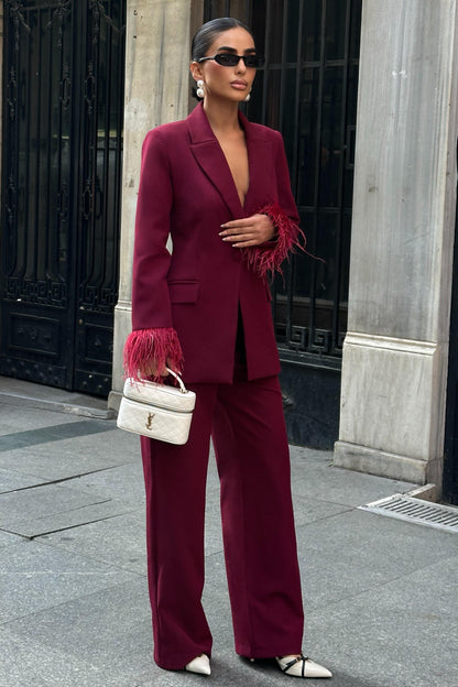 Premium Double Suit - Feather Detail Business Wear