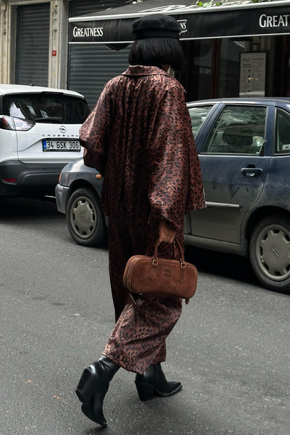 Leopard Satin Bomber Jacket & Harem Pants Premium Set