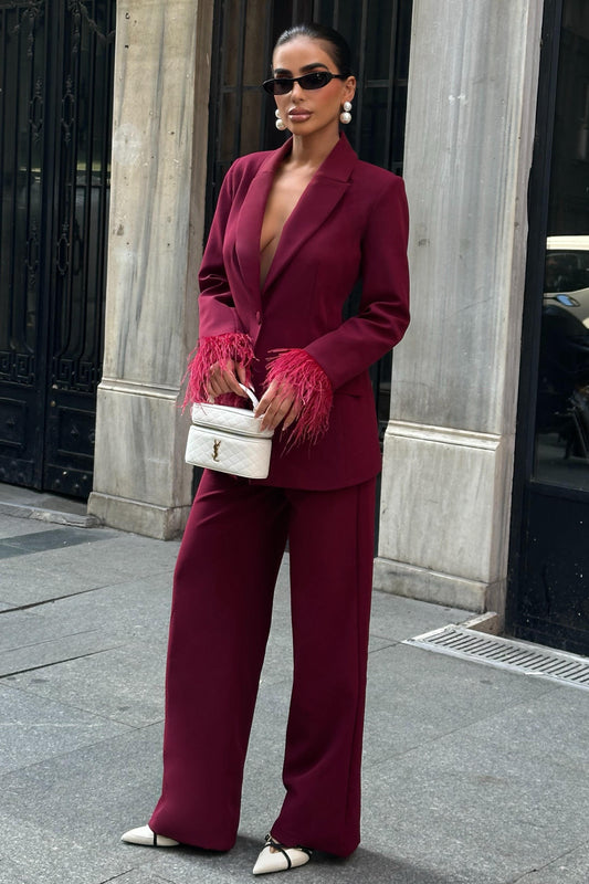 Premium Double Suit - Feather Detail Business Wear