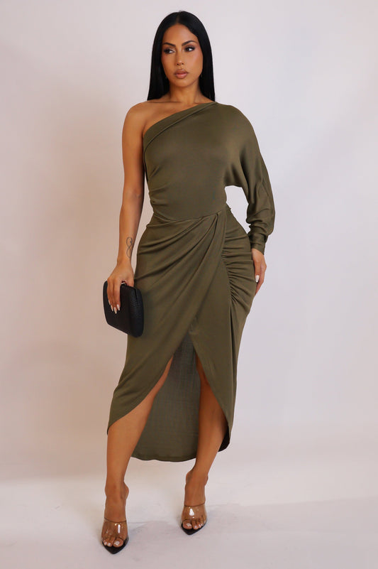 Who Is She Midi Dress - Olive