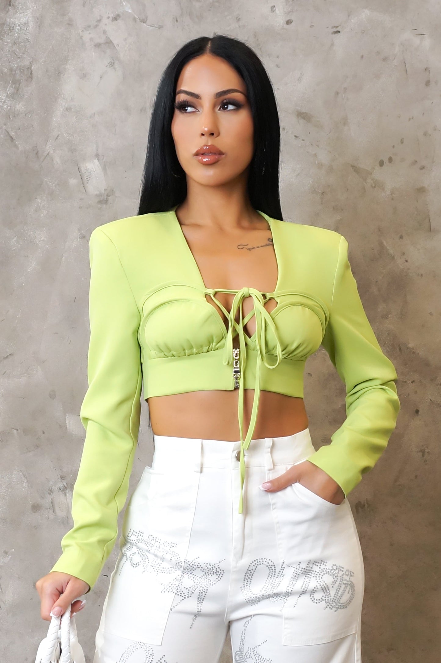 Going Crazy Crop Top - Green