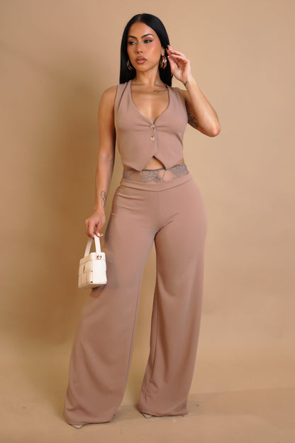 Closing The Deal Pant Set - Brown