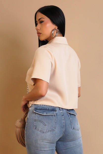 In The Afternoon Crop Top - Tan