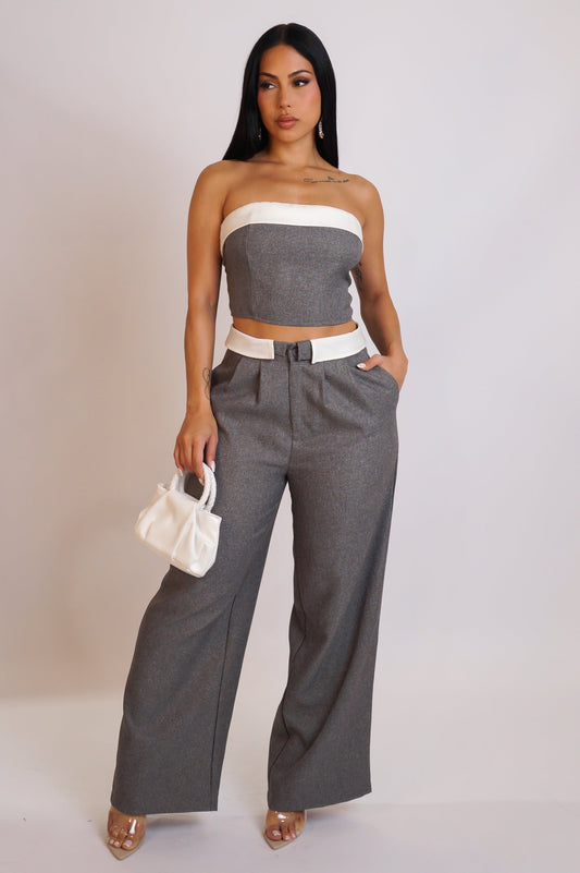 The Come Back Pant Set - Grey