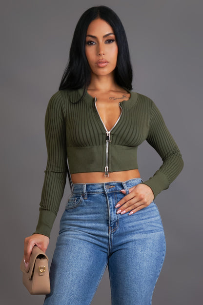 Going For A Walk Crop Top - Green