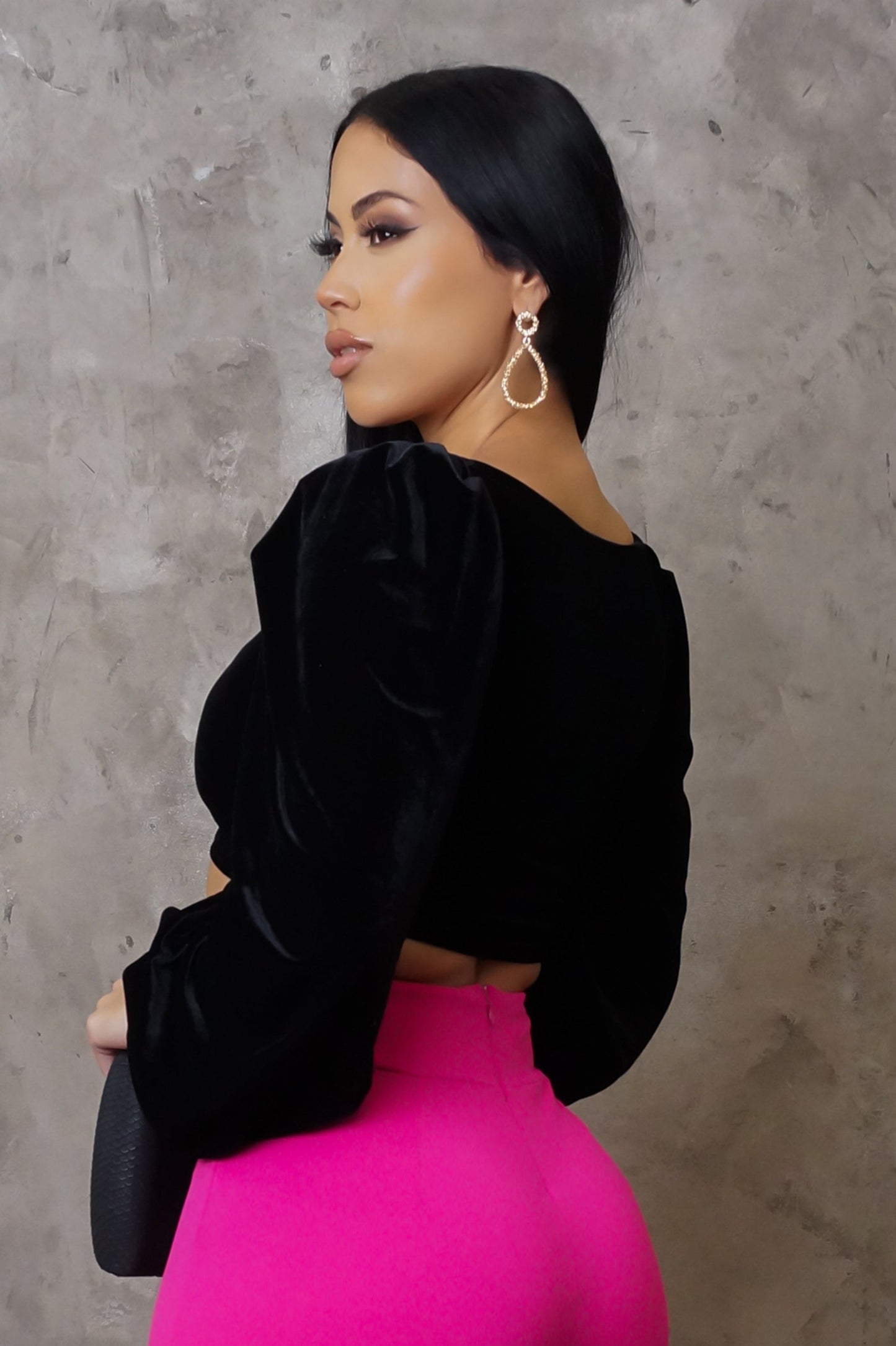 Velvet Nights Crop Top - Black