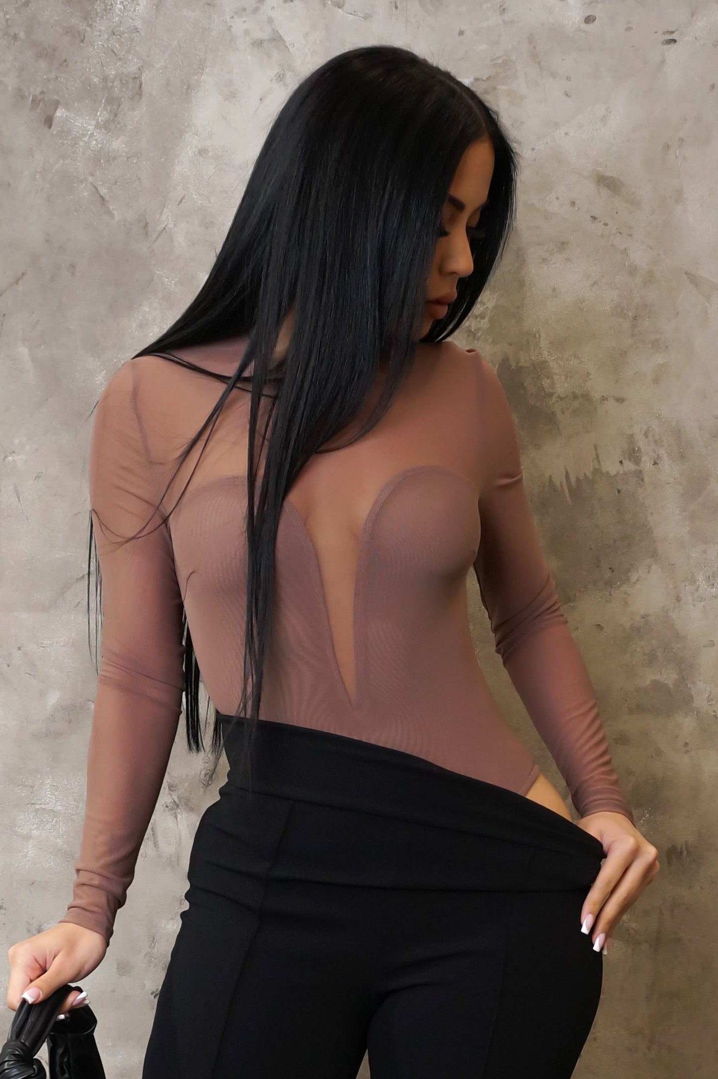 Cutting Deep Bodysuit - Brown