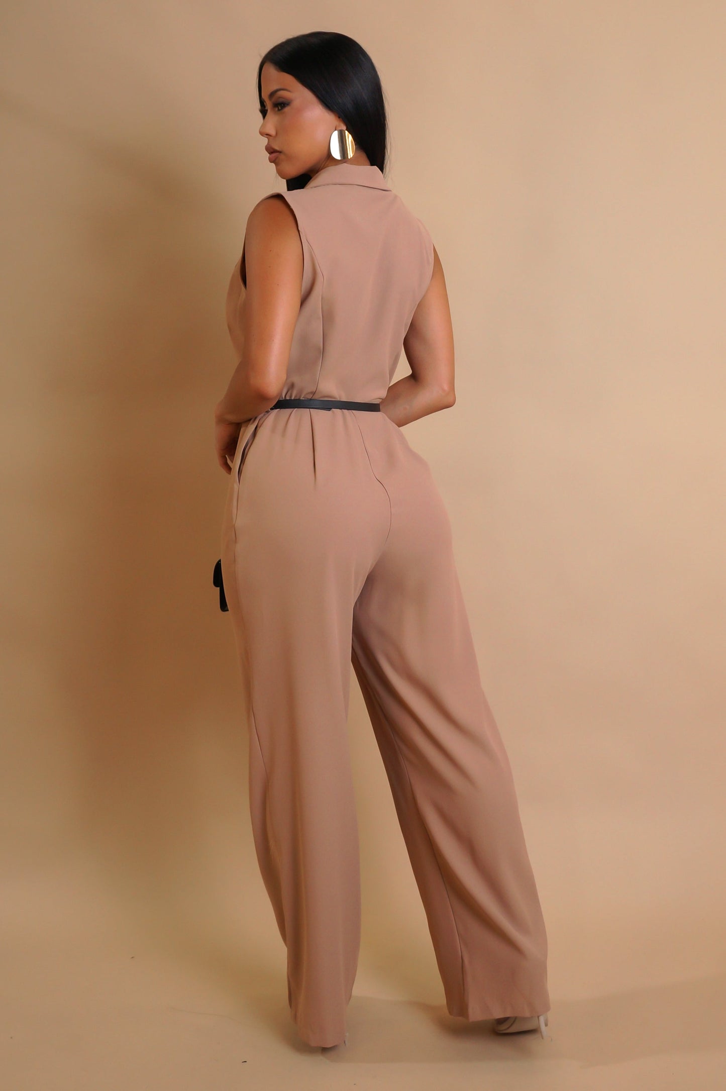 Out Of Office Jumpsuit - Brown
