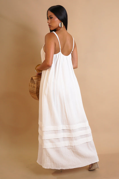 Boho Chic Midi Dress - White