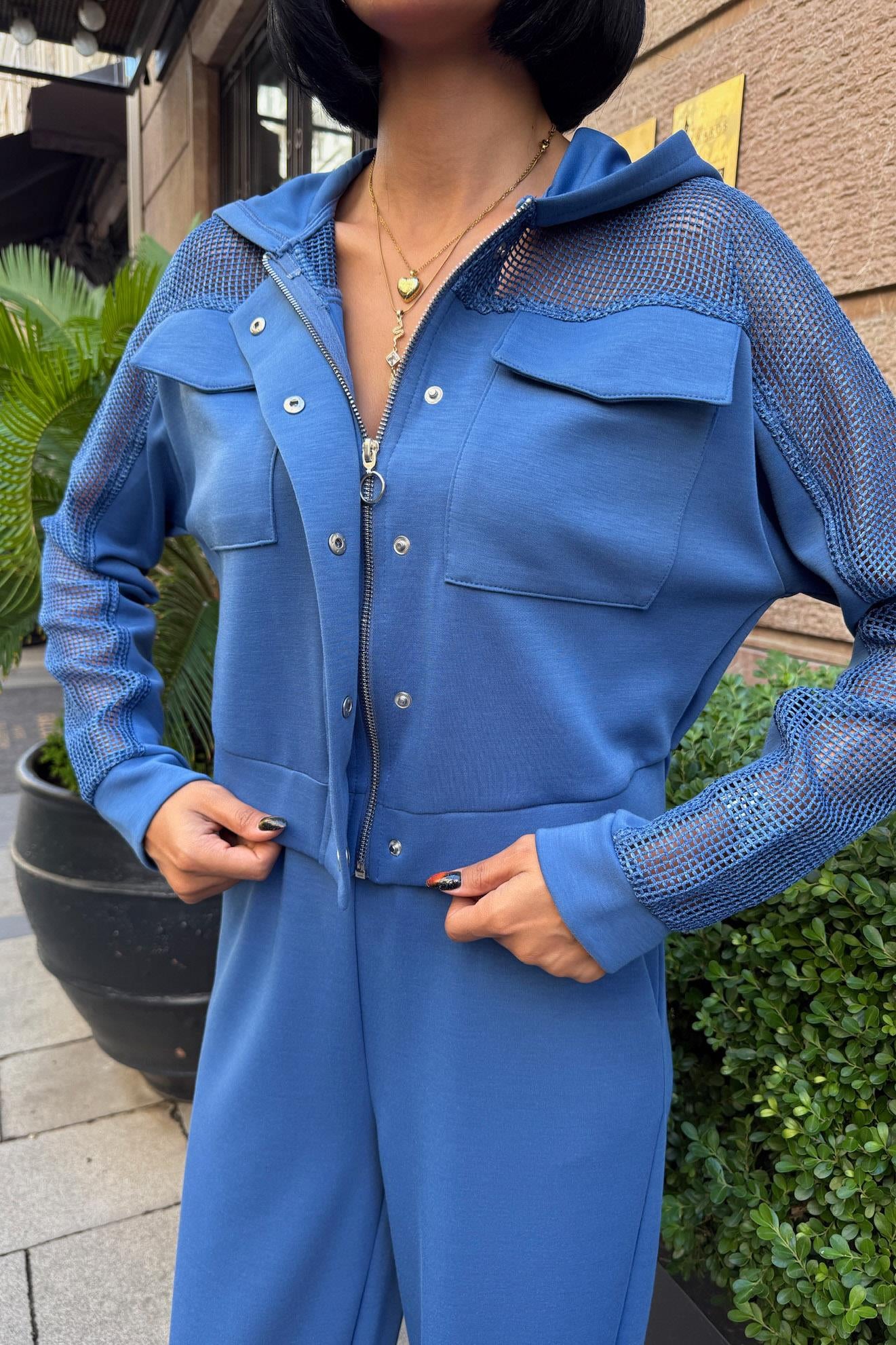 Urban Modal Suit - File Detail Hooded Casual Wear – Indigo