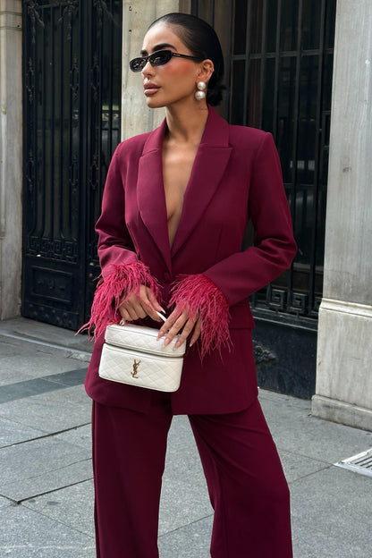 Premium Double Suit - Feather Detail Business Wear