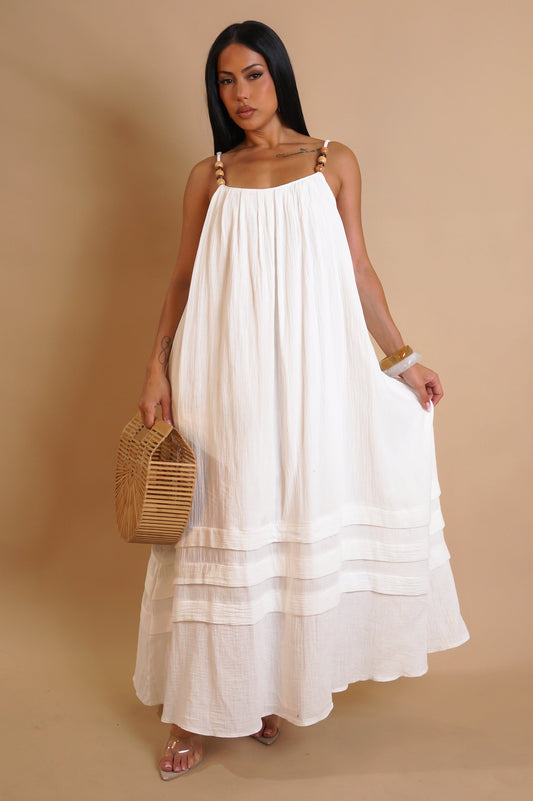 Boho Chic Midi Dress - White