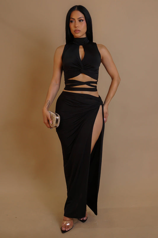 Soft Tone Skirt Set - Black