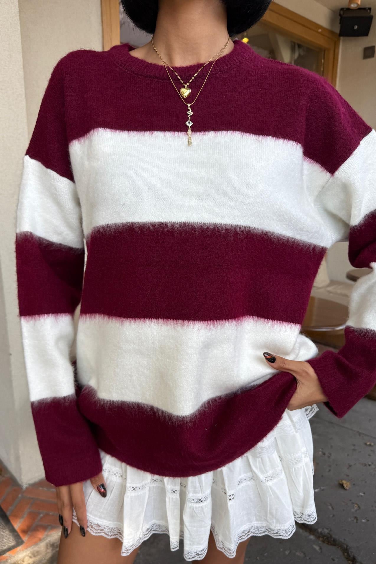 Soft Striped Knit Sweater – Cozy Everyday Style – Green