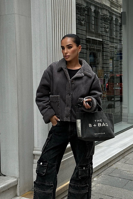 Faux Suede Shearling Jacket – Cozy Streetwear Essential for Effortless Style