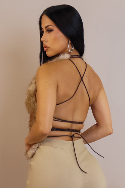 Putting On A Show Crop Top - Brown