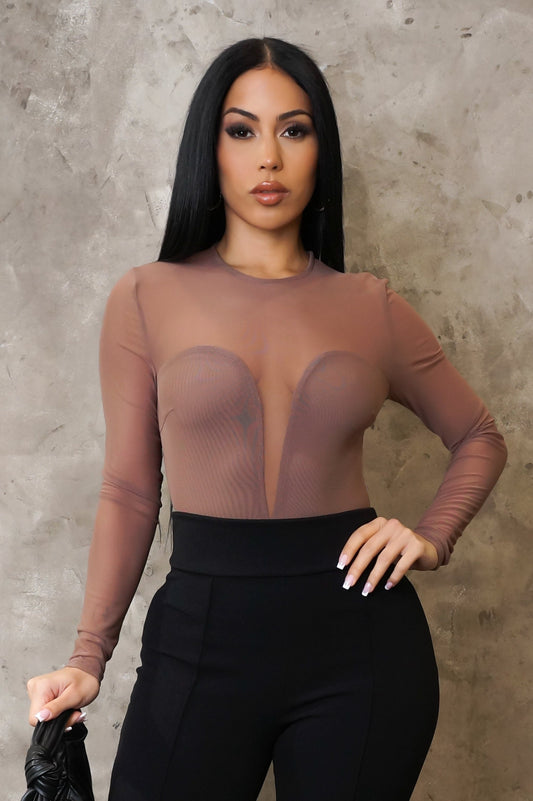 Cutting Deep Bodysuit - Brown