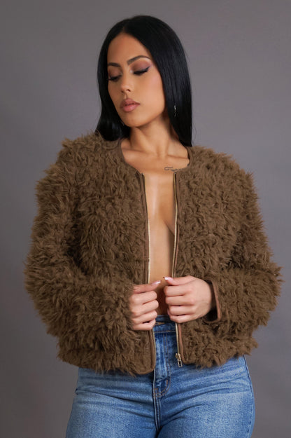 Cozying Up Jacket - Brown