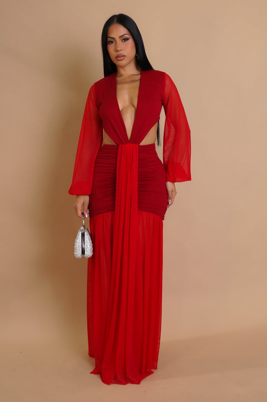 To The Core Maxi Dress- Red