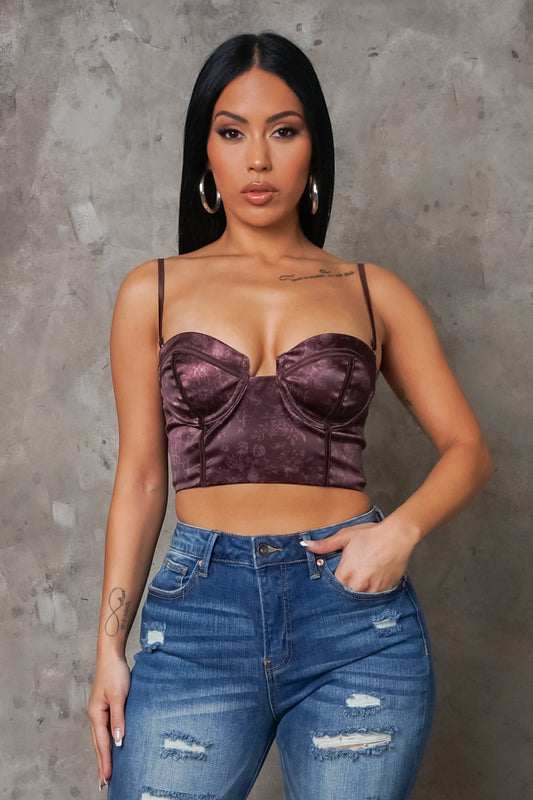 Marlene Corset Crop Top - Brown
